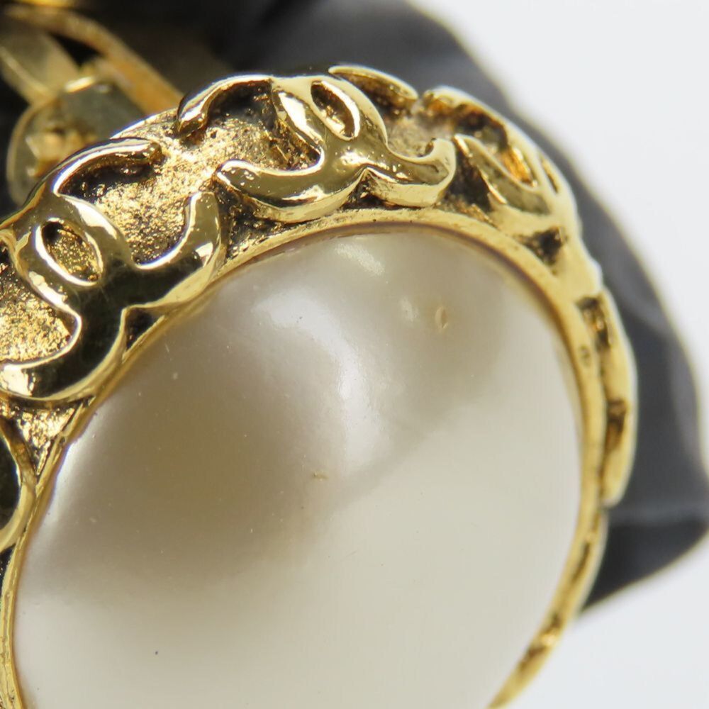 CHANEL Authentic Gold Pearl Logo Earrings - Picture 9 of 11